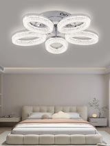 Lustra LED RFAN, Model K3538/5CH, Cu Telecomanda, 3 Tipuri De Lumina, Intensitate Reglabila, 120W, Argintiu