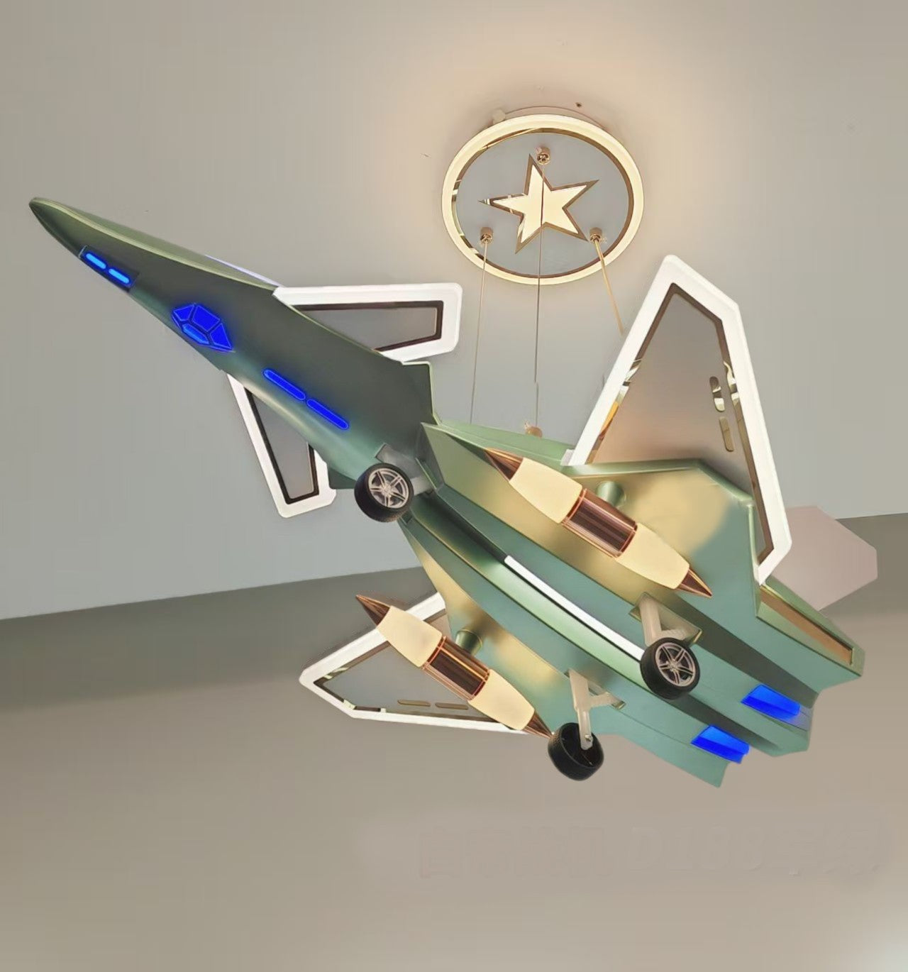 Pendul Avion RFAN, Model D188, 3 Tipuri Lumina, Inaltime Reglabila, 240W, Verde-Militar