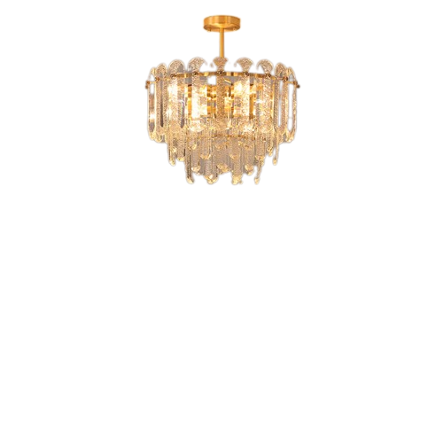 Candelabru RFAN, Model H98059/400, Textura Cristal, Metal, 5 X E27, Auriu