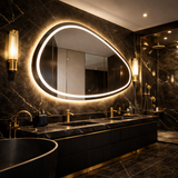 Oglinda LED Asimetrica Premium 160×85 cm, Touch, 3 Tipuri Lumina – Calda, Rece, Naturala