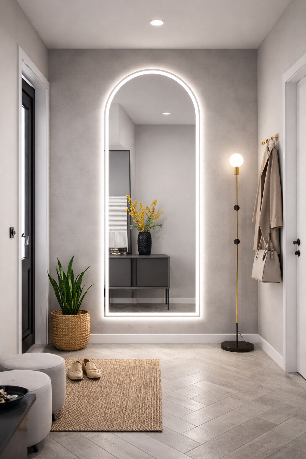 Oglinda LED Hol Premium 70×170 cm, 3 Tipuri de Lumina – Calda, Rece, Neutra