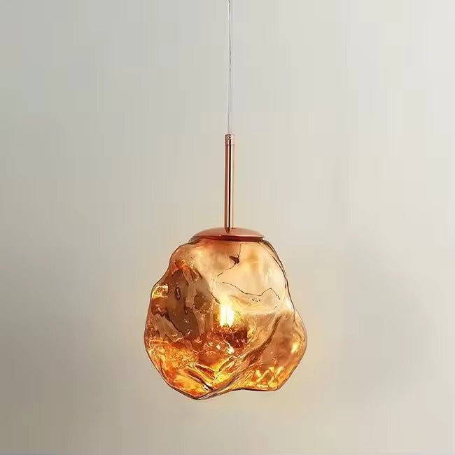 Pendul RFAN, Model 10-1, Abajur Sticla, 1 x E27, Inaltime Reglabila, Rose Gold