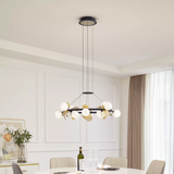 Pendul RFAN, Model 602-12, Cu 12 Abajururi, 12 x G9, Inaltime Reglabila, Auriu/Negru