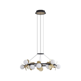 Pendul RFAN, Model 602-12, Cu 12 Abajururi, 12 x G9, Inaltime Reglabila, Auriu/Negru