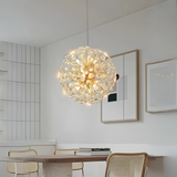 Lustra LED Tip Pendul RFAN, Model 3350/500, Textura Cristal, Metal, 9 X G9, Auriu