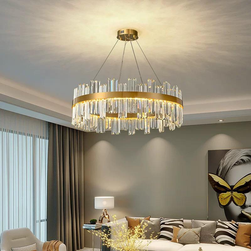 Candelabru LED RFAN, Model H98347/600, Textura Cristal, Metal, 100W, Auriu