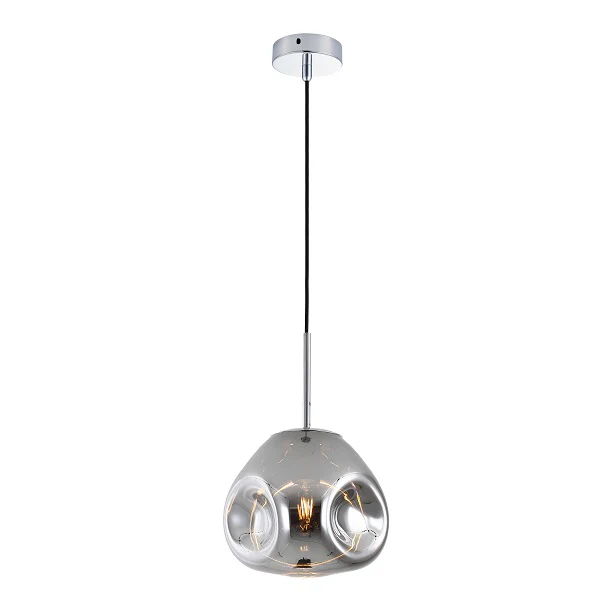 Pendul RFAN, Model 11-1, Abajur Sticla, 1 x E27, Inaltime Reglabila, Argintiu