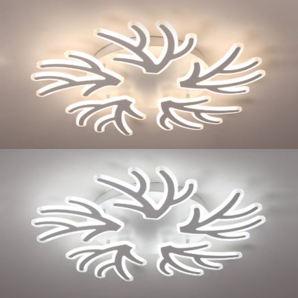 Lustra LED RFAN, Model K46/5, cu Telecomanda, 3 Tipuri de Lumina, Intensitate Reglabila, 150W, Alb