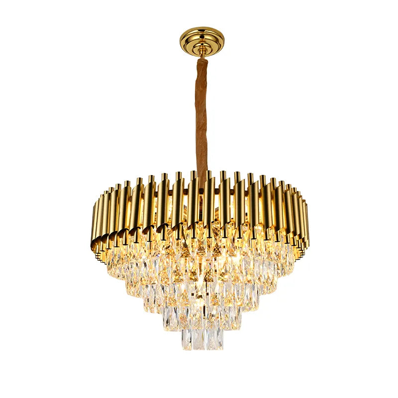 Candelabru RFAN, Model S89001/600, Textura Cristal, Metal, 10 X E27, Auriu