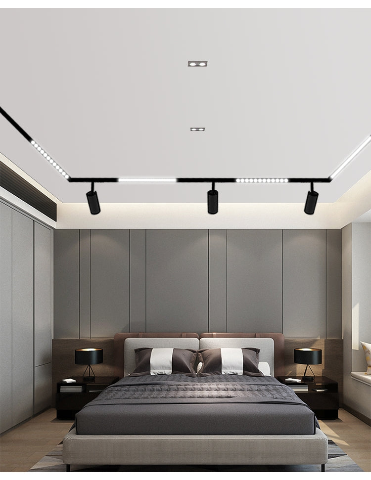 Proiector LED Sina Magnetica Incastrata, Lumina Calda, Reglabil, 7W, Negru