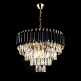 Candelabru RFAN, Model S89001/500, Textura Cristal, Metal, 8 x E27, Negru/Auriu