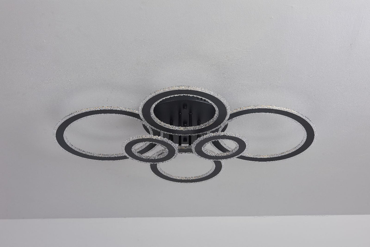 Lustra LED RFAN, Model M316-6, Cu Telecomanda, 3 Tipuri De Lumina, Intensitate Reglabila, 250W, Negru