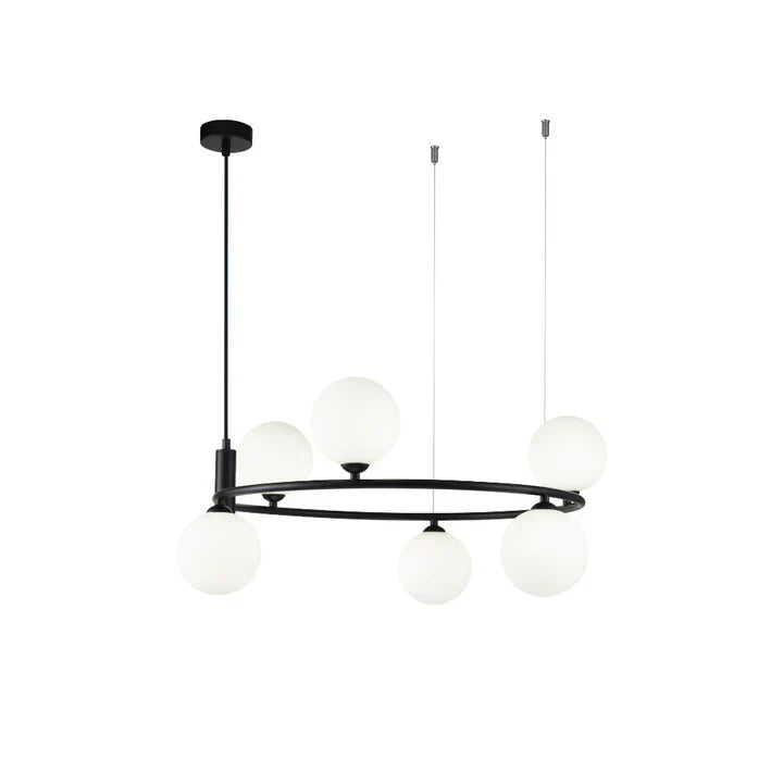 Pendul RFAN, Model 5483/6, Cu 6 Abajururi, Inaltime Reglabila, 6 x G9, Negru/Alb