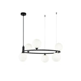 Pendul RFAN, Model 5483/6, Cu 6 Abajururi, Inaltime Reglabila, 6 x G9, Negru/Alb