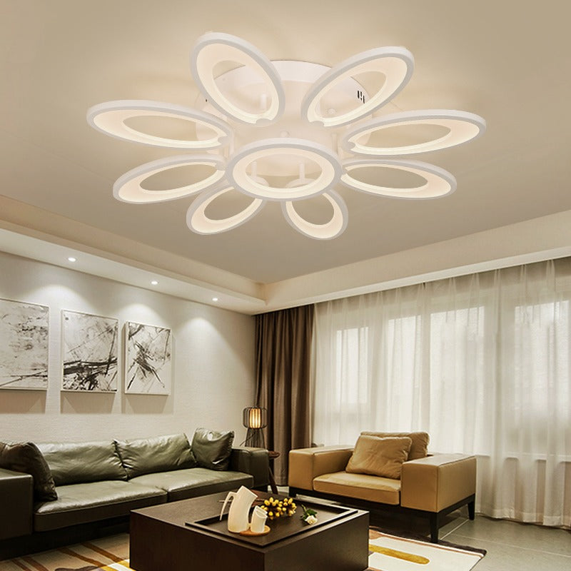 Lustra LED RFAN, Model M003/8+1, cu Telecomanda, 3 Tipuri de Lumina, Intensitate Reglabila, 200W, Alb