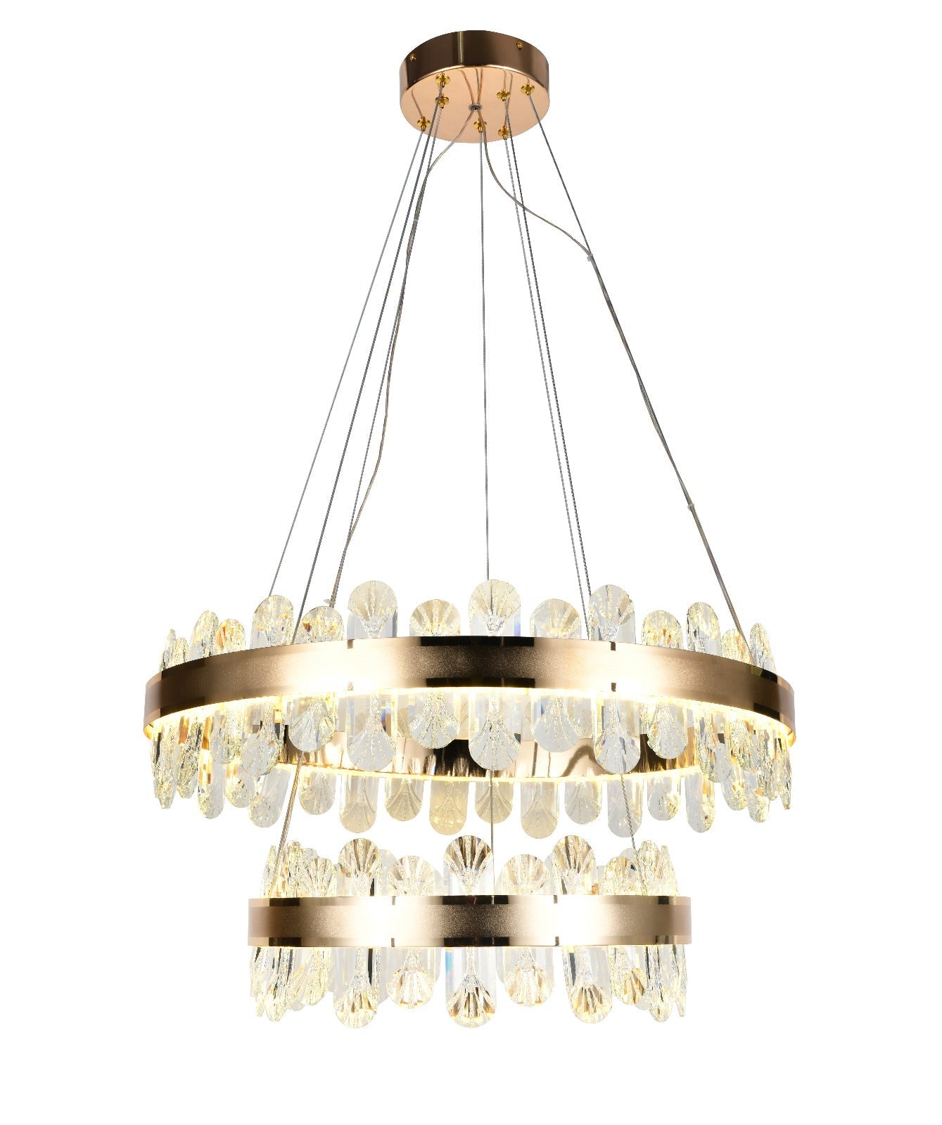 Candelabru LED RFAN, Model 3523/600+400, Cu Telecomanda, 3 Tipuri De Lumina, Inaltime Reglabila, 216W, Auriu