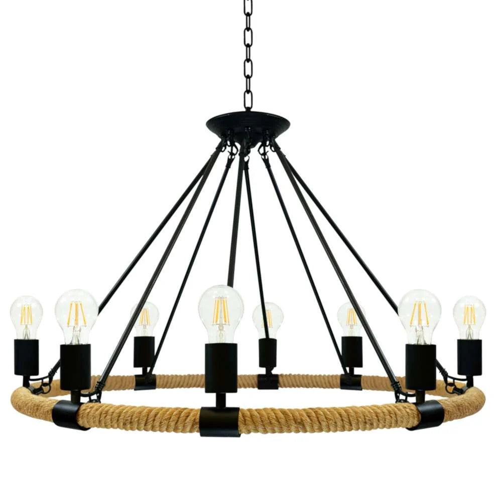 Pendul Rustic RFAN, Model 8456-8P, 8 X E27, Inaltime Reglabila