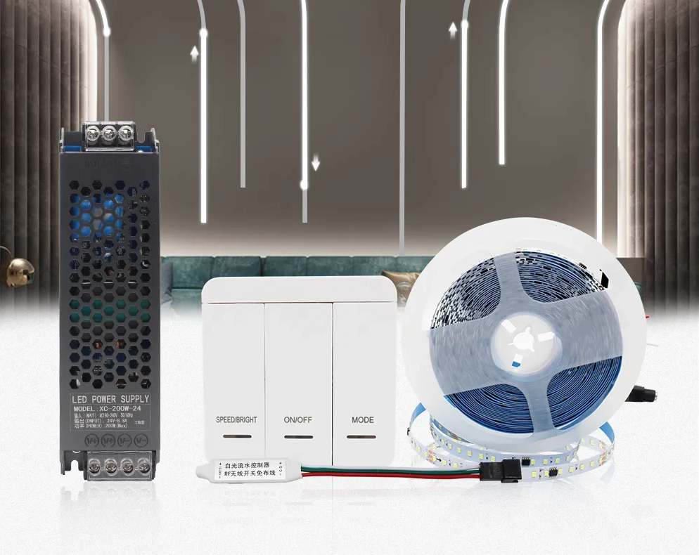 KIT Banda LED Digitala RFAN, Lumina Rosie, 10m, 12W/M, 24V, Transformator 200W, Controler