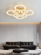 Lustra LED RFAN, Model J300/4+4, Cu Telecomanda, 3 Tipuri De Lumina, Intensitate Reglabila, 200W, Auriu