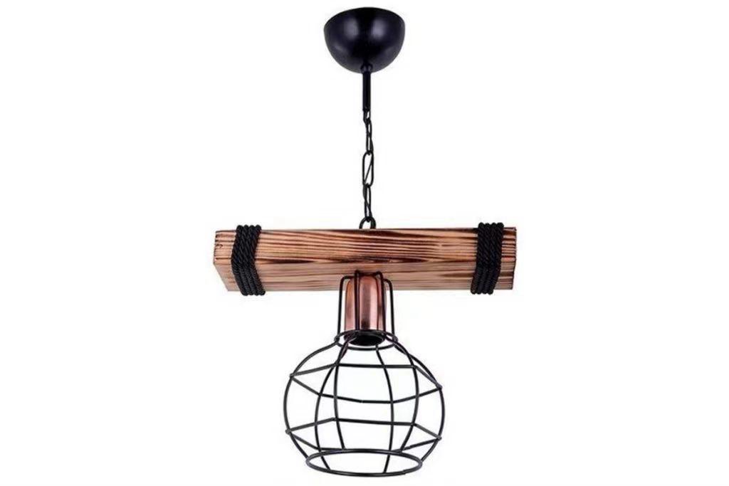 Pendul Rustic RFAN, Model 5719-1, 1 x E27, Inaltime Reglabila, Negru