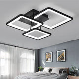 Lustra LED RFAN, Model K002-3, cu Telecomanda, 3 Tipuri de Lumina, Intensitate Reglabila, 112W, Negru