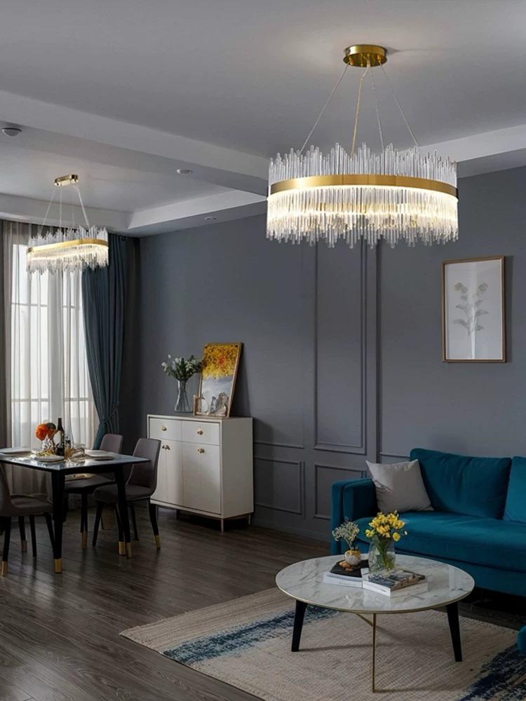 Candelabru LED RFAN, Model 8817/600, Textura Cristal, Metal, 112W, Auriu