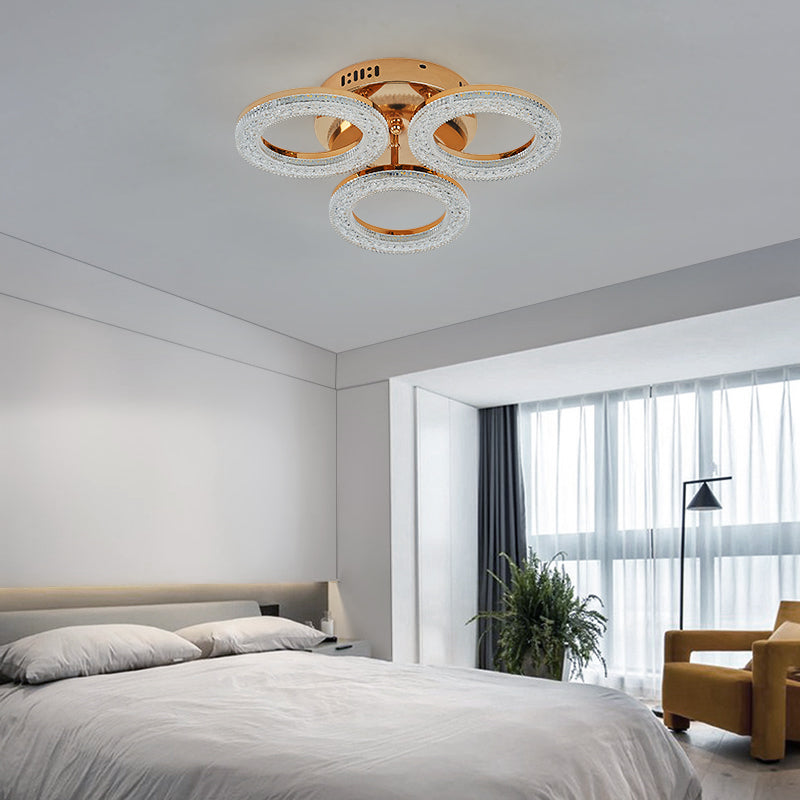 Lustra LED RFAN, Model J300/3, Cu Telecomanda, 3 Tipuri De Lumina, Intensitate Reglabila, 60W, Auriu