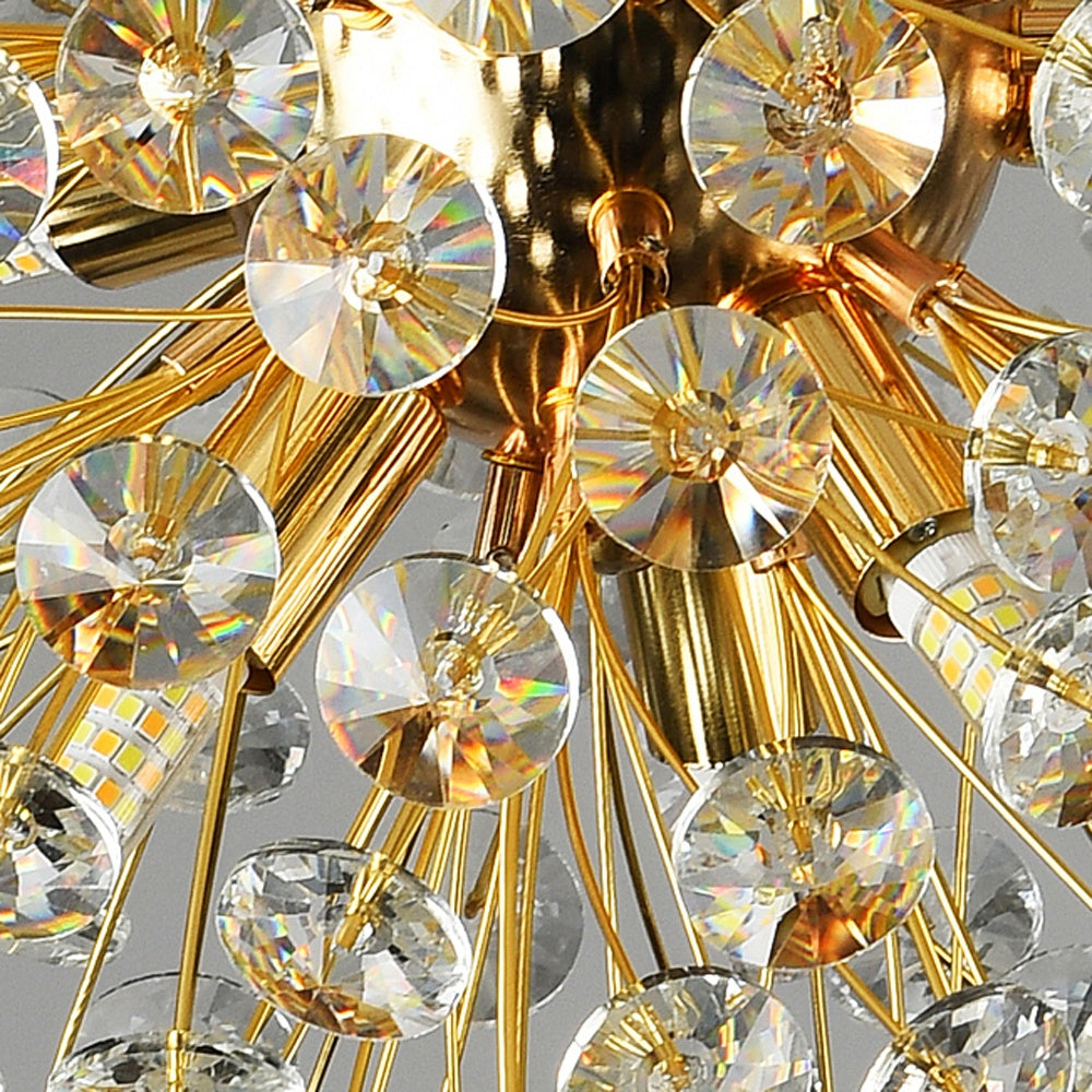 Lustra LED Tip Pendul RFAN, Model 21-5, Textura Cristal, Metal, 30 X G9, Auriu