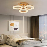 Lustra LED RFAN, Model J300/3, Cu Telecomanda, 3 Tipuri De Lumina, Intensitate Reglabila, 60W, Auriu