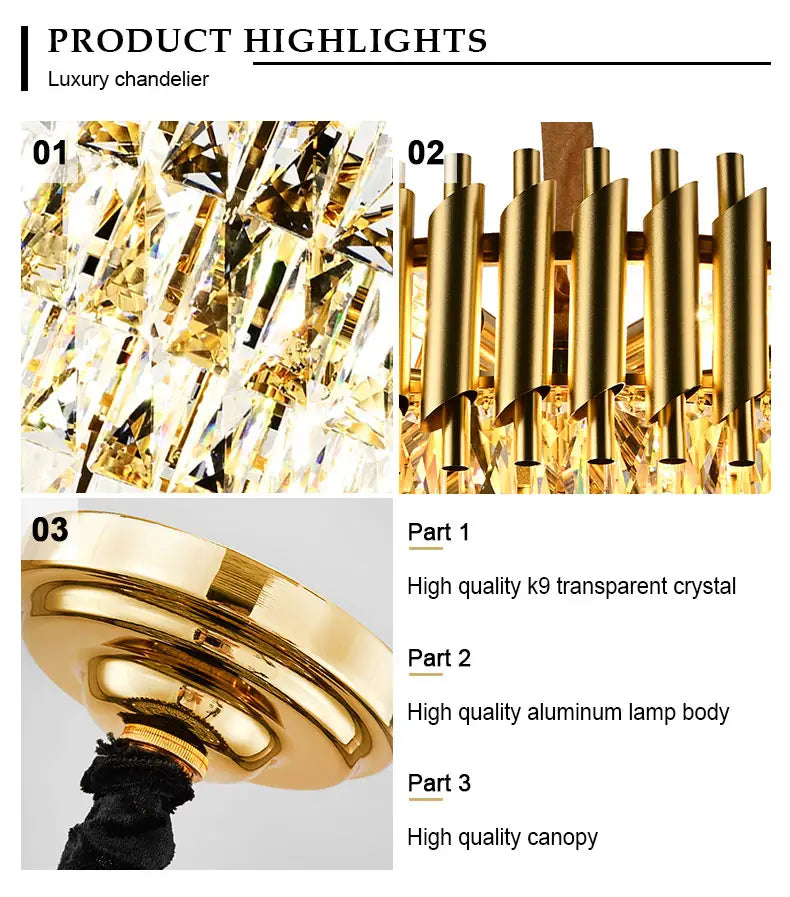 Candelabru RFAN, Model S89001/400, Textura Cristal, Metal, 5 X E27, Auriu