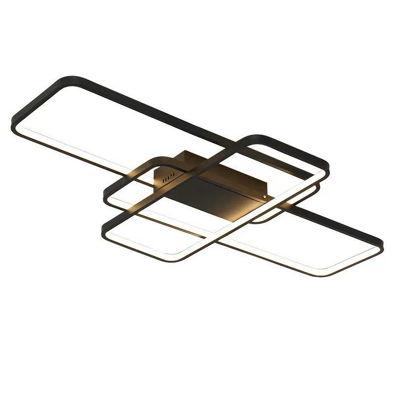 Lustra LED RFAN, Model R9160/3MB, Cu Telecomanda, 3 Tipuri De Lumina, Intensitate Reglabila, 68W, Negru