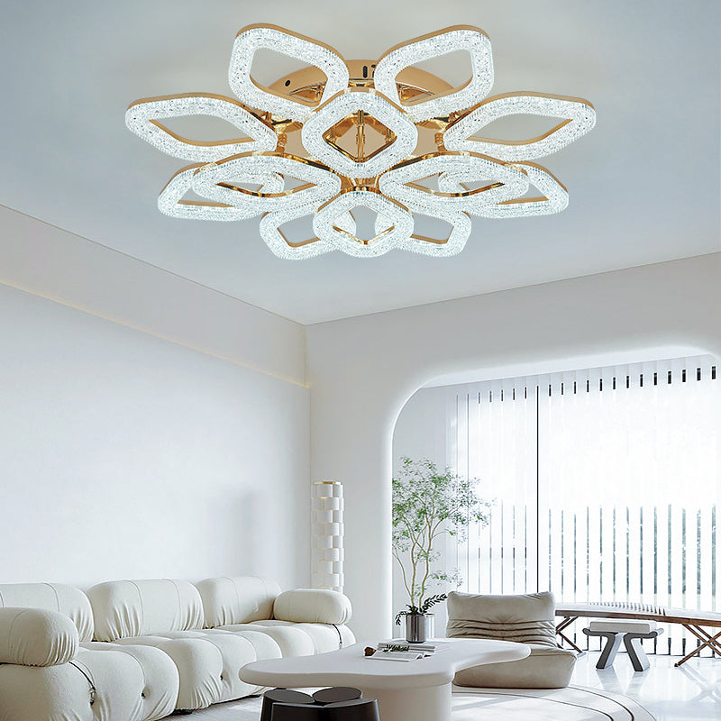 Lustra LED RFAN, Model J301/8+4, Cu Telecomanda, 3 Tipuri De Lumina, Intensitate Reglabila, 240W, Auriu