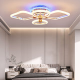 Lustra LED RFAN, Model 1011-2+2RGB, Cu Telecomanda, 3 Tipuri De Lumina Plus Lumina RGB, Intensitate Reglabila, Auriu