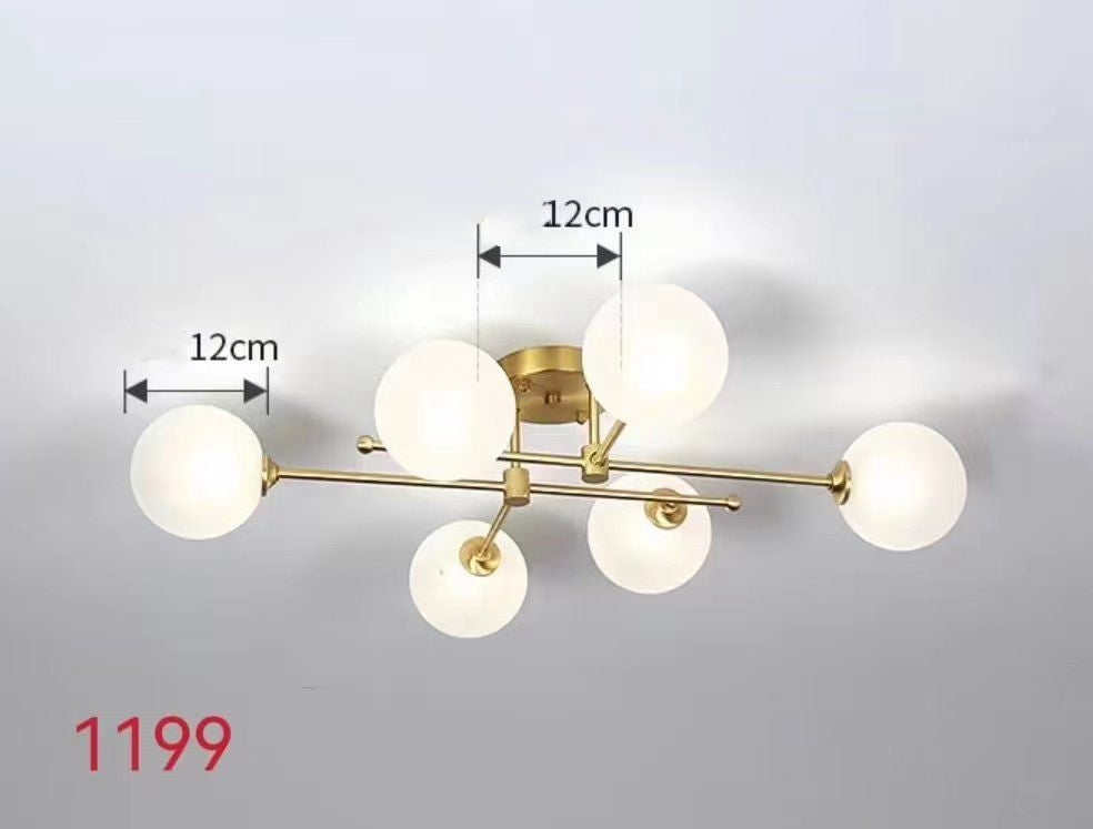 Lustra RFAN, Model 1199/6, Cu 6 Abajururi, 6 X G9, Auriu/Alb