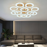 Lustra LED RFAN, Model J300/8+4, Cu Telecomanda, 3 Tipuri De Lumina, Intensitate Reglabila, 240W, Auriu