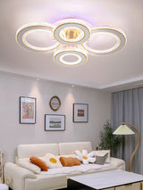 Lustra LED RFAN, Model G610-2+2RGB, Cu Telecomanda, 3 Tipuri De Lumina Plus Lumina RGB, Intensitate Reglabila, 186W, Auriu