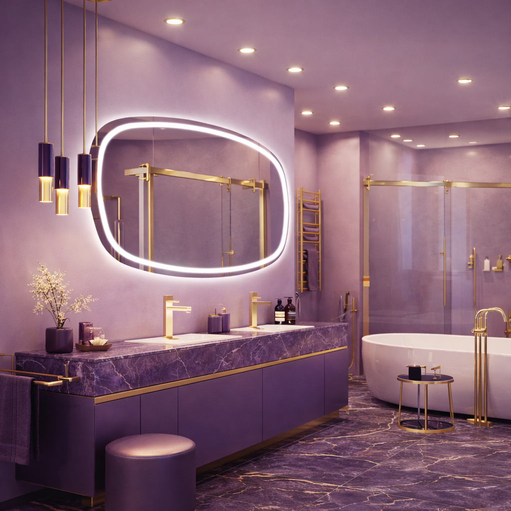 Oglinda LED Ovala Premium 150×85 cm, 3 Tipuri de Lumina – Calda, Rece, Neutra