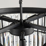 Candelabru RFAN, Model H2066/600, Textura Cristal, Metal, 8 x E27, Negru/Gri