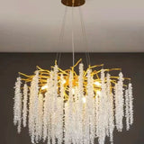 Candelabru RFAN, Model R9100/800, Textura Cristal, Metal, 8 X E14, Auriu