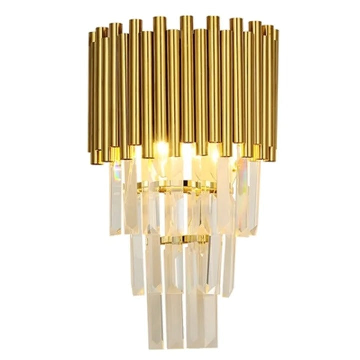 Aplica RFAN, Model QS777/2, Textura Cristal, Metal, 2 x E27, Auriu