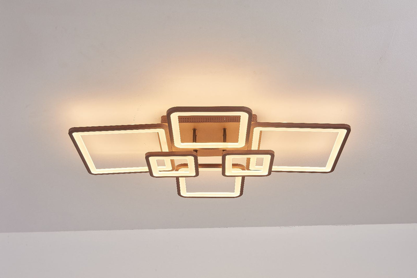Lustra LED RFAN, Model K002-6 CF, Cu Telecomanda, 3 Tipuri De Lumina, Intensitate Reglabila, 228W, Maro