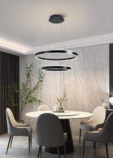 Lustra LED Tip Pendul RFAN, Model F23009/2, Cu Telecomanda, 3 Tipuri De Lumina, Inaltime Reglabila, 146W, Negru