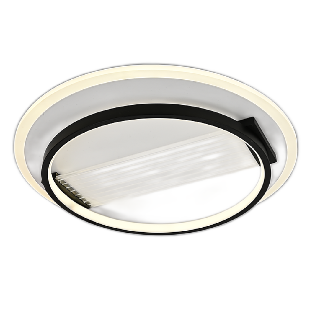 Lustra LED RFAN, Model R9053/R, Cu Telecomanda, 3 Tipuri De Lumina, Intensitate Reglabila, 102W, Negru/Alb