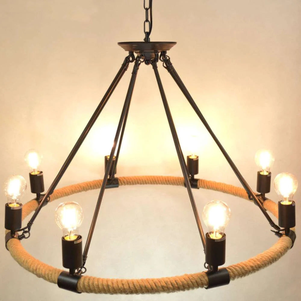 Pendul Rustic RFAN, Model 8456-8P, 8 X E27, Inaltime Reglabila