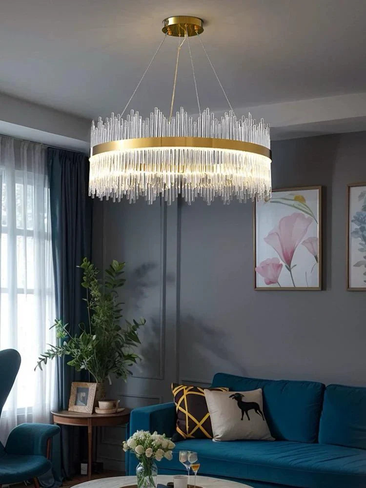 Candelabru LED RFAN, Model 8817/800, Textura Cristal, Metal, 150W, Auriu
