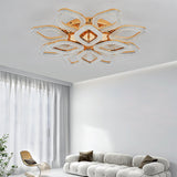 Lustra LED RFAN, Model J301/8+4, Cu Telecomanda, 3 Tipuri De Lumina, Intensitate Reglabila, 240W, Auriu