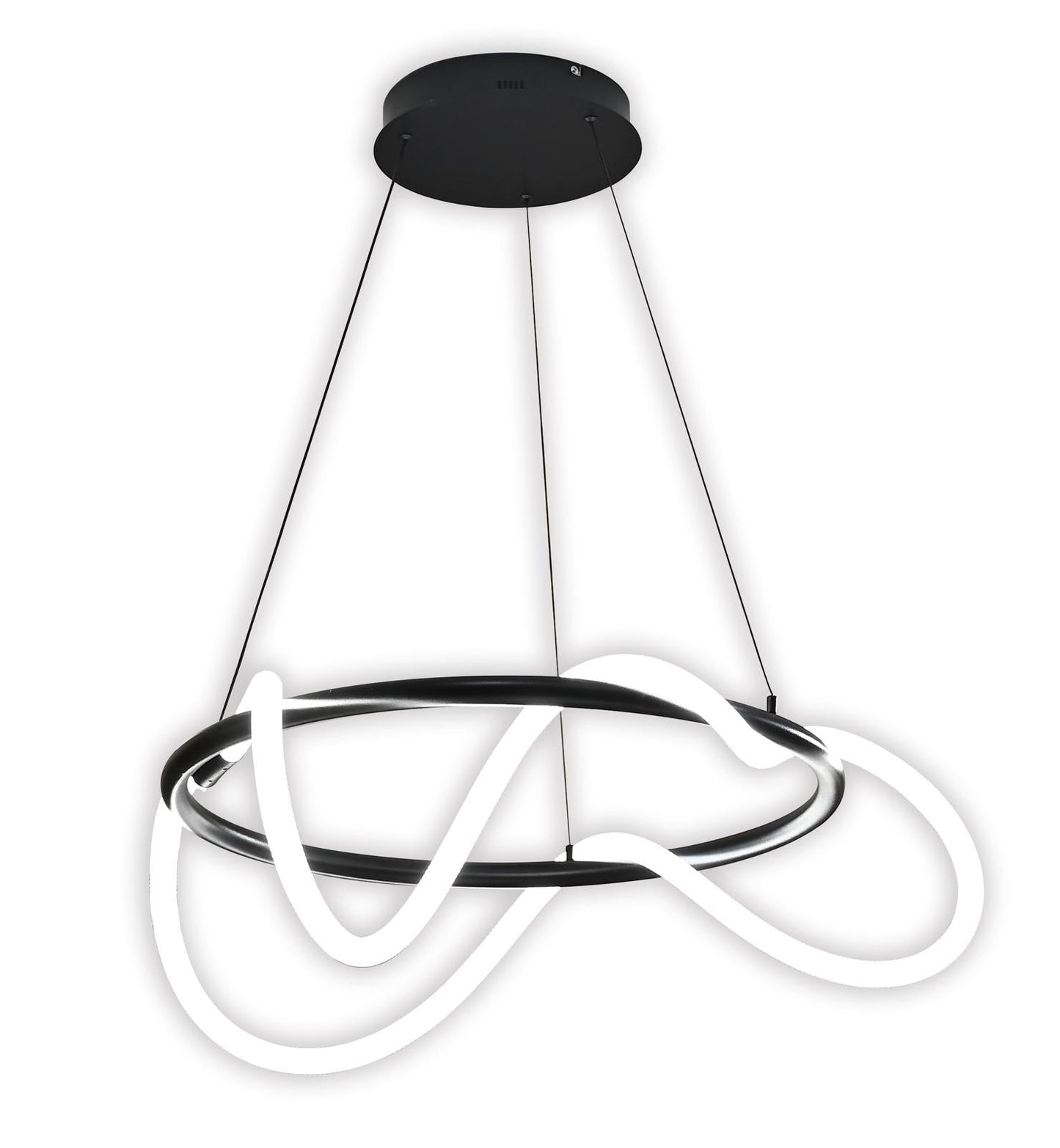 Pendul LED RFAN, Model RF80RD, cu Telecomanda, 3 Tipuri De Lumina, Inaltime Reglabila, 70W, Negru