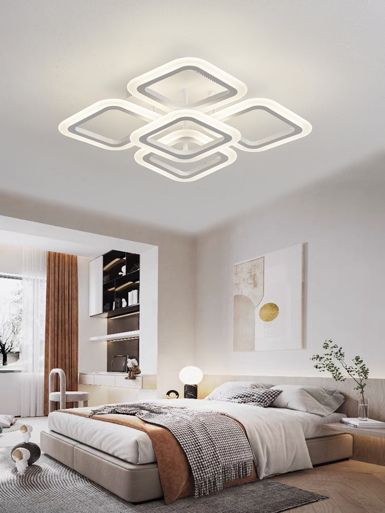 Lustra LED RFAN, Model R9174/4+1, cu Telecomanda, 3 Tipuri de Lumina, Intensitate Reglabila, 59W, Alb