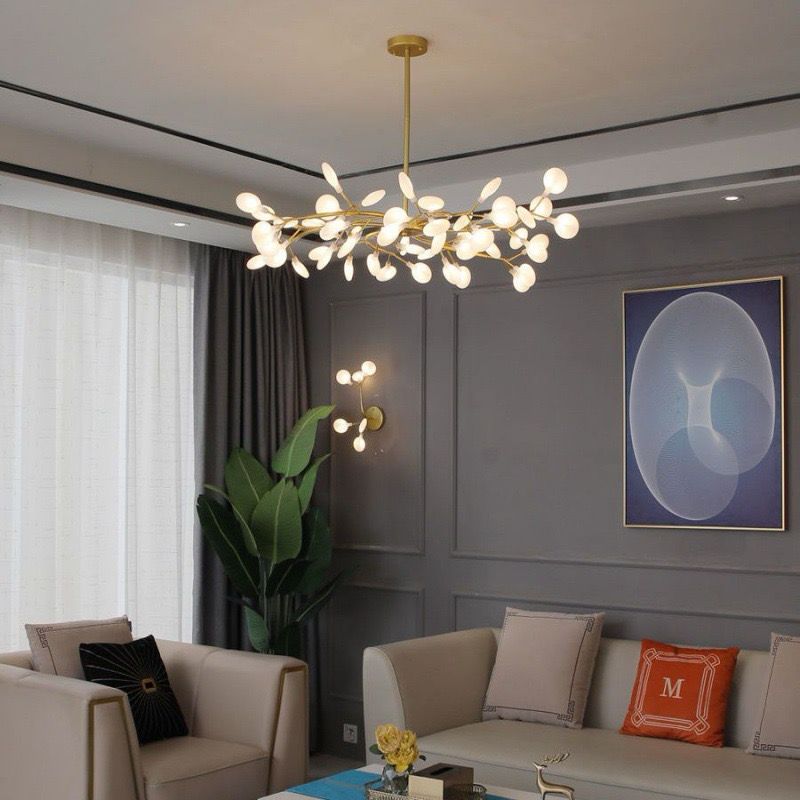Lustra LED Tip Pendul RFAN, Model 5347-54, Metal, 54 X G4, Auriu/Alb