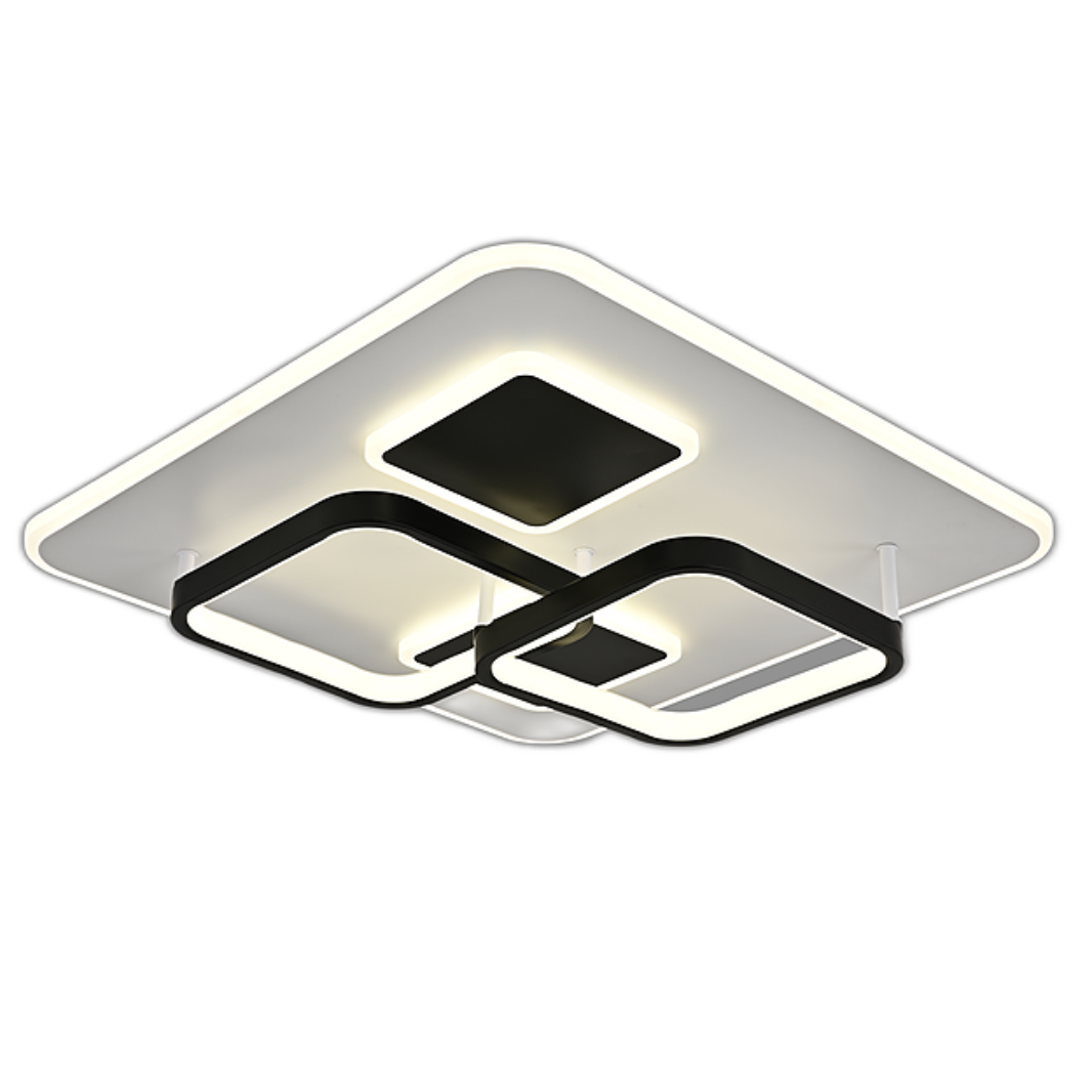 Lustra LED RFAN, Model R9057/S, Cu Telecomanda, 3 Tipuri De Lumina, Intensitate Reglabila, 150W, Negru/Alb